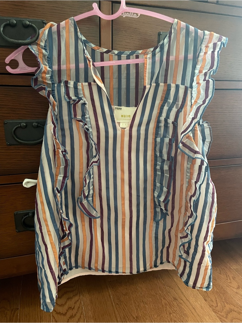Maeve Anthropologie taffeta ruffle shirt